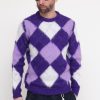 Uomo berna Pullover | Girocollo Jacquard Rombi - Viola