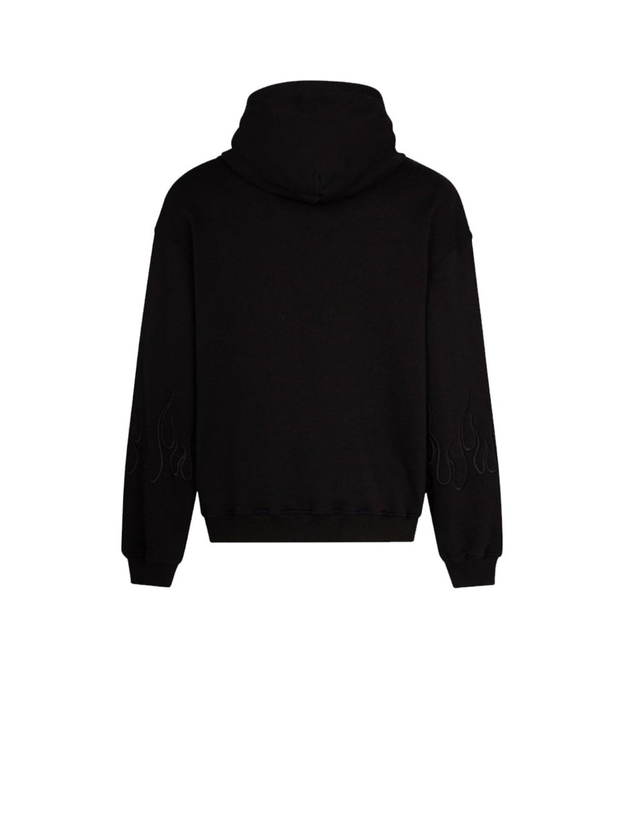 Uomo VISION OF SUPER Felpe | Black Hoodie Whit Black Flames