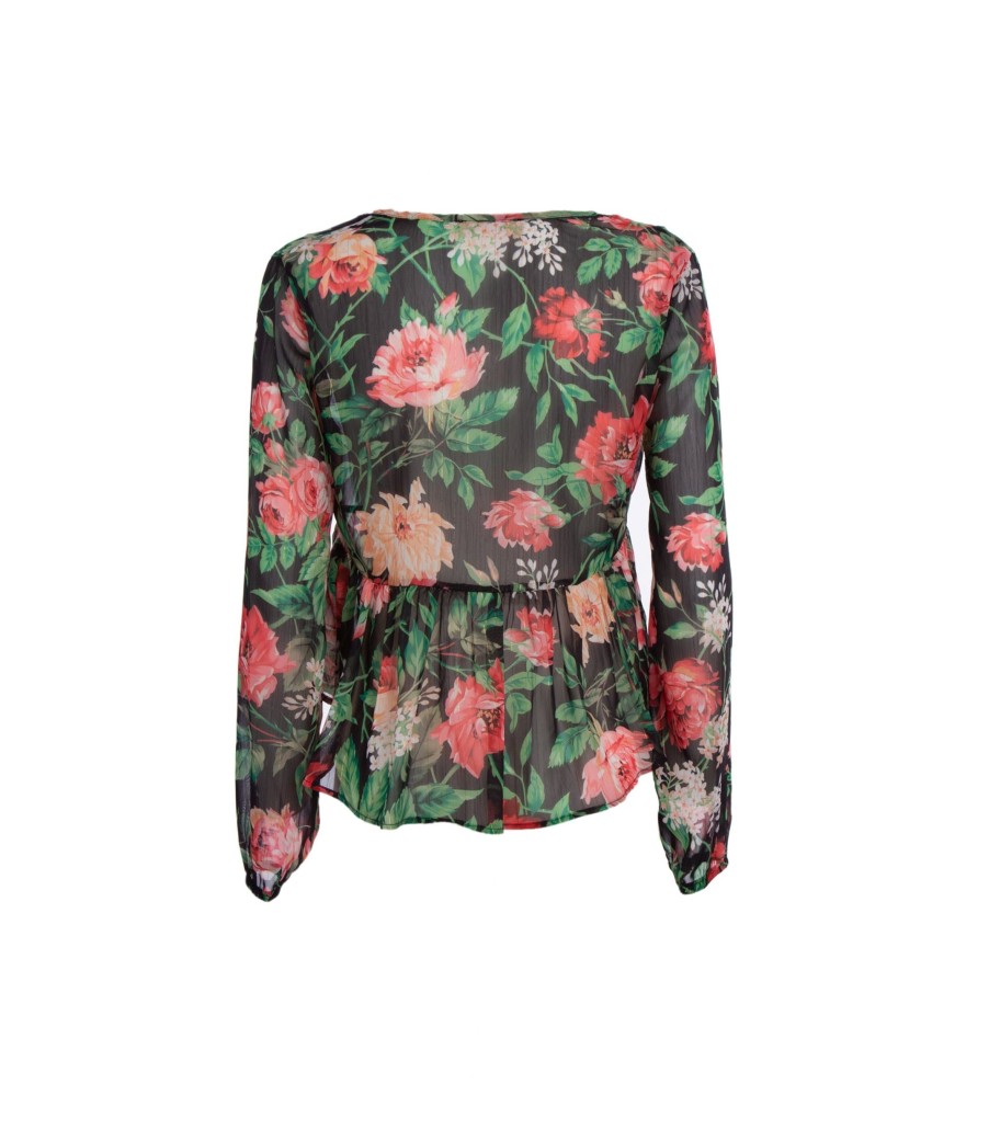 Donna kontatto Camicie | Camicia Balza Sc/V Fantasia Donna - Nero Fiori