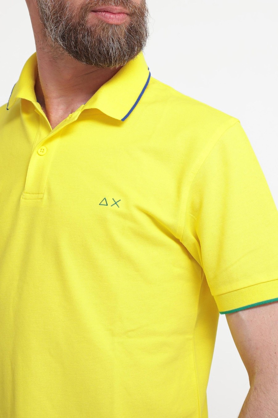 Uomo sun68 Polo | Polo Small Sriper On Collar El - Giallo