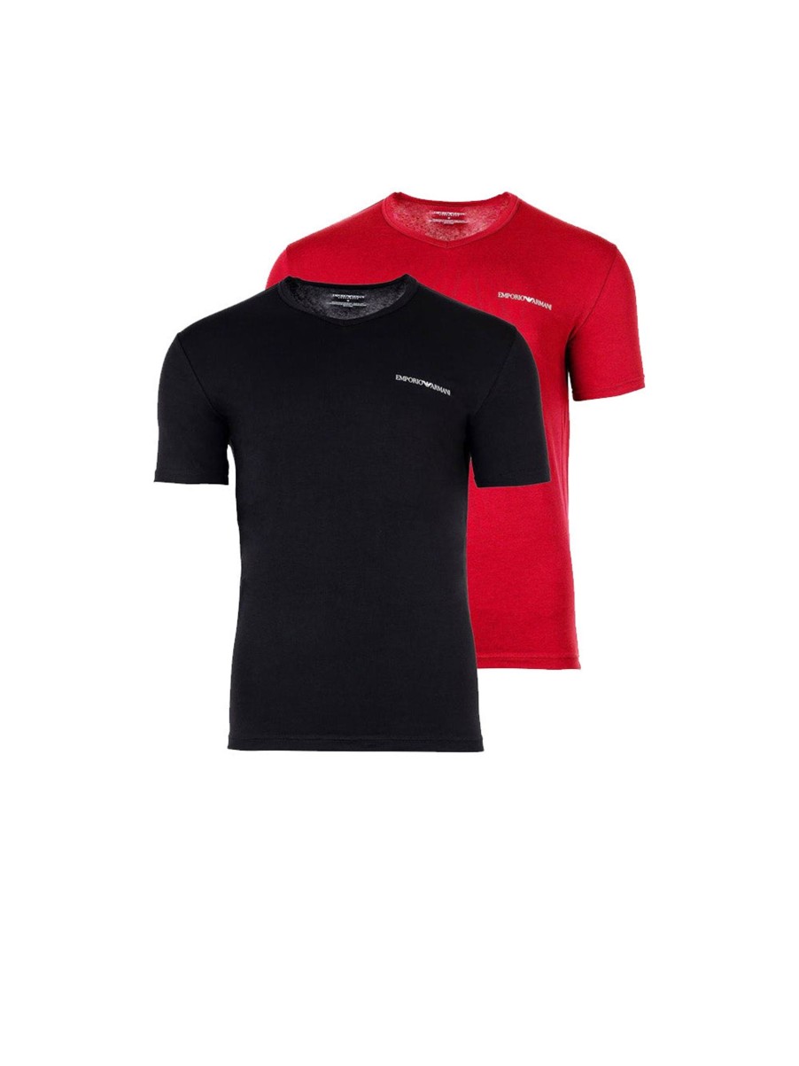 Uomo emporio armani underwear T-Shirt | 2Pack Crew Neck T-Shirt S/S - Black Red