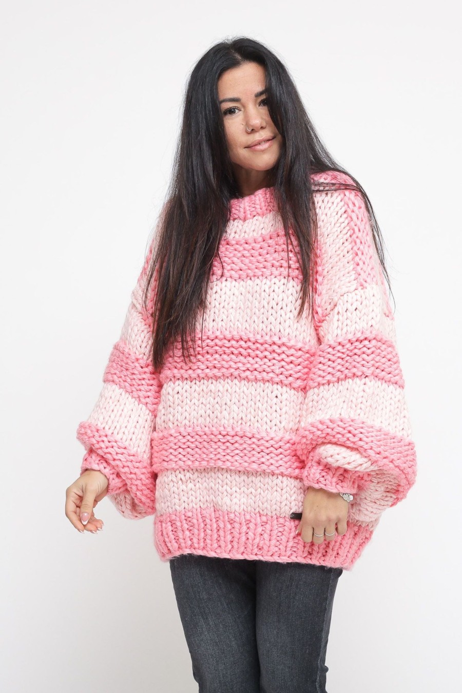 Donna glamorous Pullover | Ladies Jumper - Pink Stripe