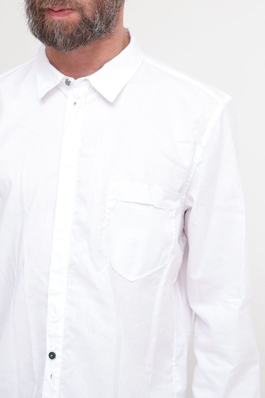 Uomo berna Camicie | Camicia Unita Taschino Rotto - Bianco