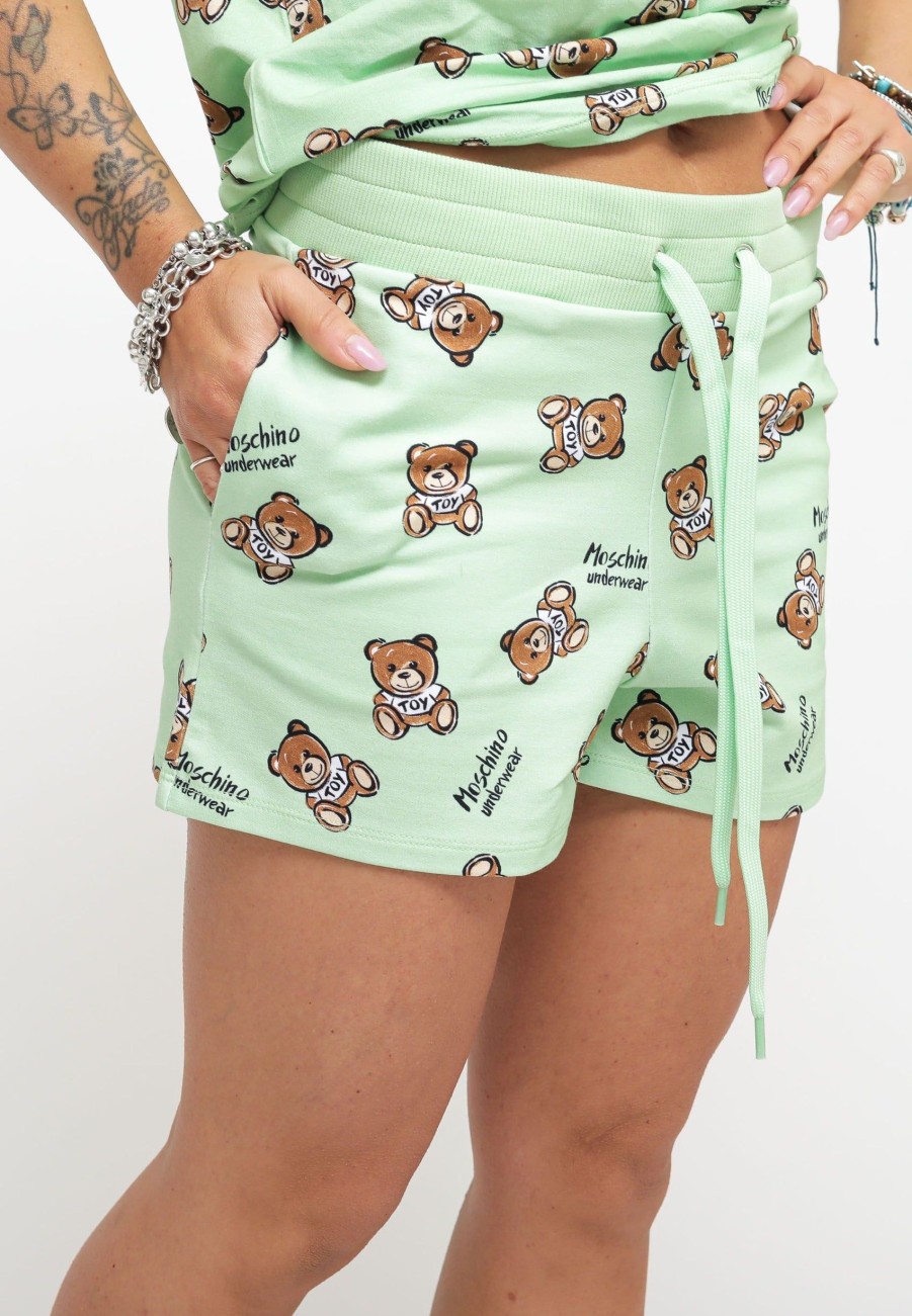 Donna moschino underwear Shorts | Teddy Bear Print Stretch Fleece Short - Green