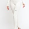 Donna Hinnominate Leggings | Leggings In Bielastico Con Staffe - Bianco Burro