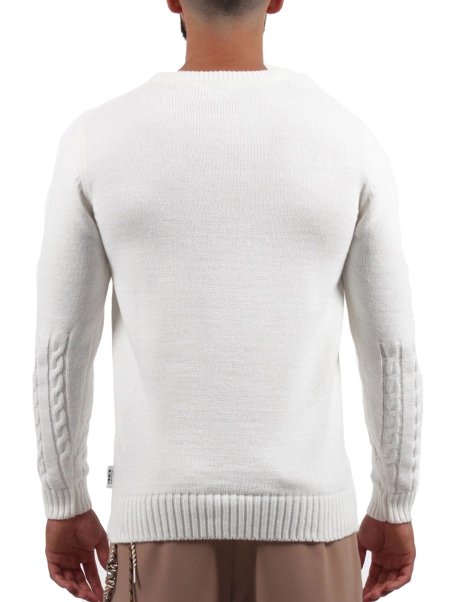 Uomo berna Pullover | M Girocollo Patchwork - Panna