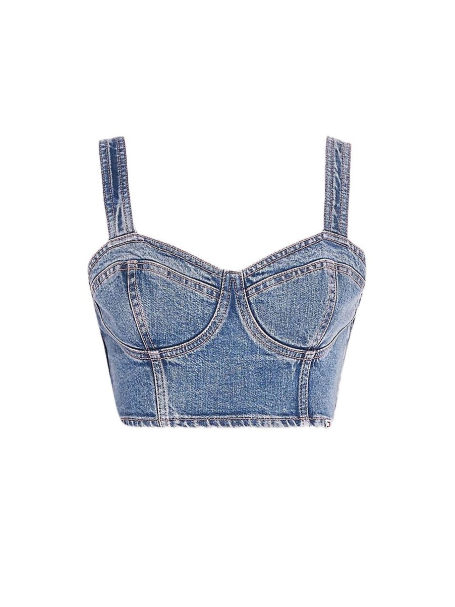 Donna tommy hilfiger Top | Bustier Top - Denim Medium