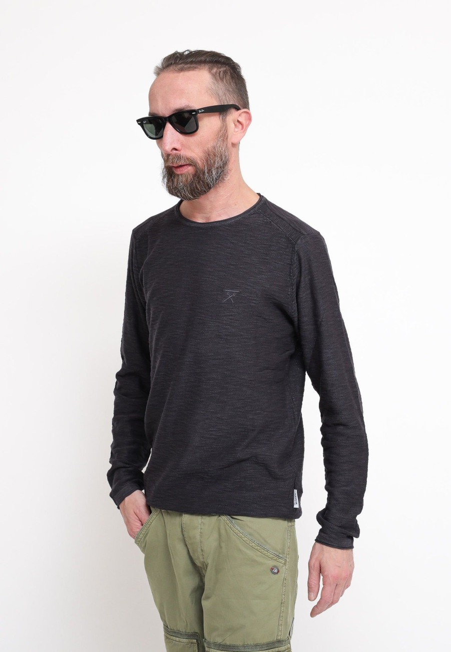 Uomo berna Pullover | Paricollo Cotone Slub - Grafite