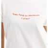 Donna vicolo T-Shirt | T-Shirt Ricamo Rosso - Bianco