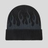 Uomo VISION OF SUPER Cappelli | Cuffia Lana Nera Con Fiamme Grigie - Black