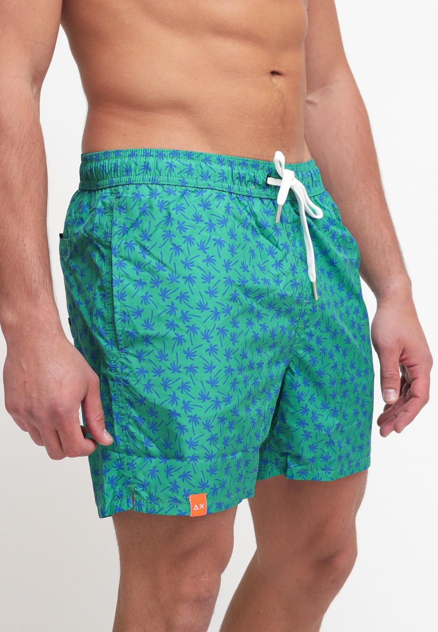 Uomo sun68 Beach Boxer Da Mare | Swim Pant Small Print - Verde Prato