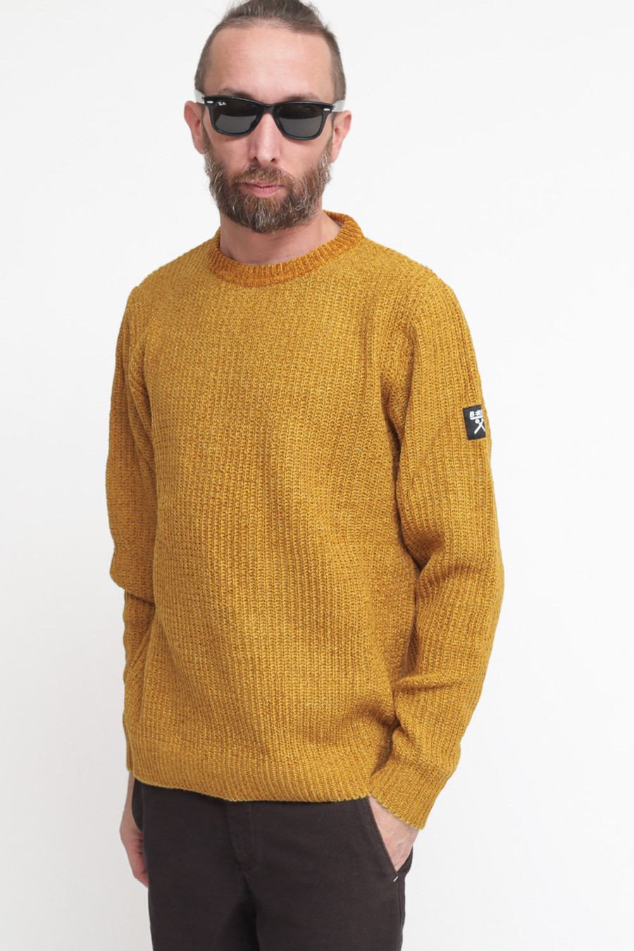 Uomo berna Pullover | Girocollo Maglia - Ocra